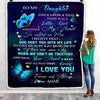 Personalized To My Daughter From Mom Blanket Once Upon A Time Butterfly Daughter Birthday Graduation Christmas Gift Bed Quilt Fleece Throw Blanket | siriusteestore