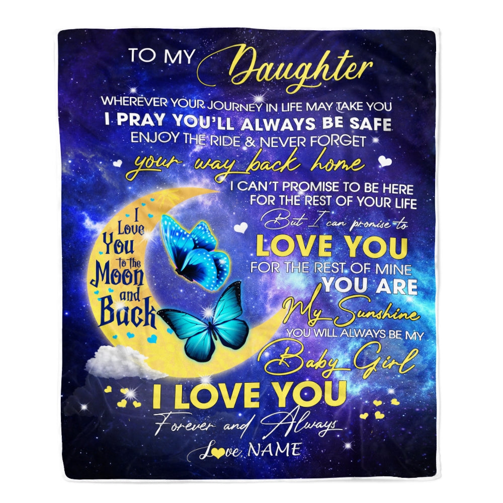 Personalized To My Daughter From Mom Dad Blanket You Are My Sunshine Butterfly Daughter Birthday Graduation Christmas Gift Bed Quilt Fleece Throw Blanket | siriusteestore