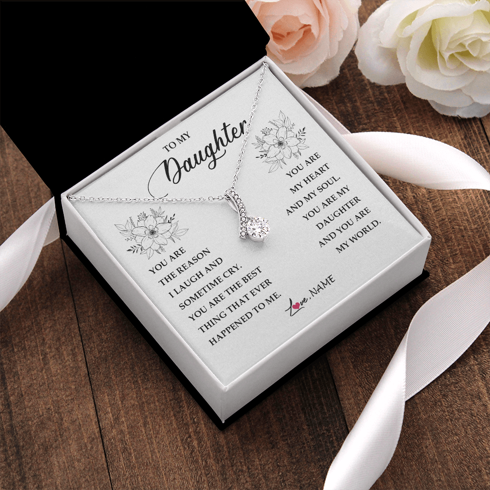 Alluring Beauty Necklace | Personalized To My Daughter From Mom Dad You Are My Heart My And My Sould Daughter Jewelry Birthday Graduation Christmas Customized Gift Box Message Card | siriusteestore