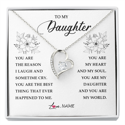 Forever Love Necklace | Personalized To My Daughter From Mom Dad You Are My Heart My And My Sould Daughter Jewelry Birthday Graduation Christmas Customized Gift Box Message Card | siriusteestore