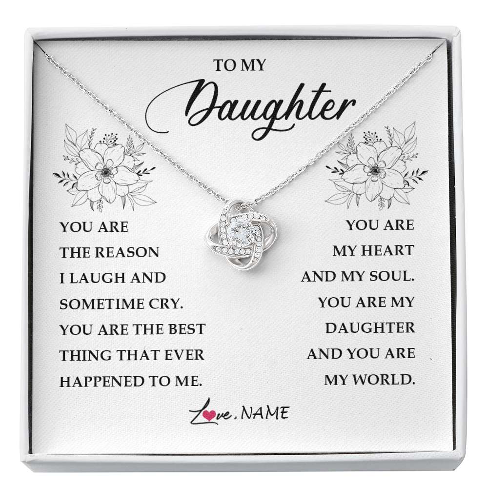 Love Knot Necklace | Personalized To My Daughter From Mom Dad You Are My Heart My And My Sould Daughter Jewelry Birthday Graduation Christmas Customized Gift Box Message Card | siriusteestore