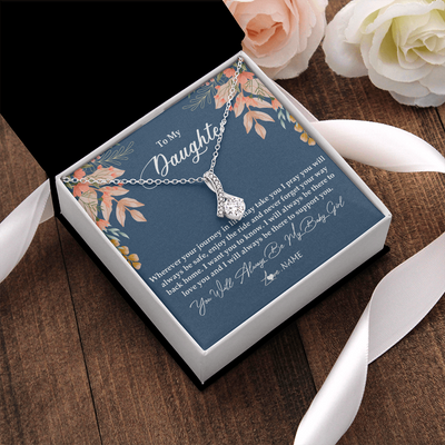 Alluring Beauty Necklace | Personalized To My Daughter From Mom Dad You Will Always Be My Baby Girl Daughter Jewelry Birthday Graduation Christmas Customized Gift Box Message Card | siriusteestore