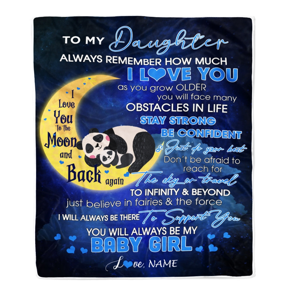 Personalized To My Daughter I Love You Forever From Mom Dad Panda Daughter Birthday Christmas Thanksgiving Graduation Customized Fleece Blanket | siriusteestore