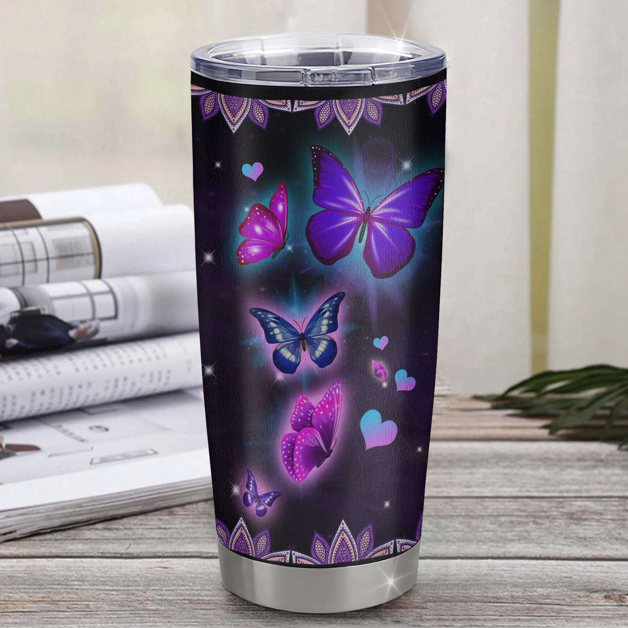 Personalized To My Daughter I Love You From Mom Dad Mother Stainless Steel Tumbler Cup Butterfly Daughter Birthday Graduation Christmas Travel Mug | siriusteestore