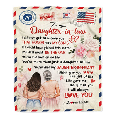 Personalized To My Daughter In Law Blanket From Mom Air Mail Future Daughter In Law Birthday Anniversary Wedding Day Christmas Customized Fleece Blanket | siriusteestore