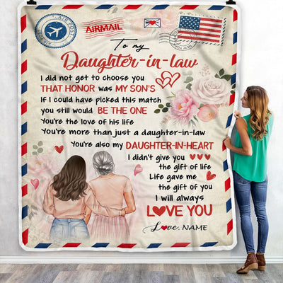 Personalized To My Daughter In Law Blanket From Mom Air Mail Future Daughter In Law Birthday Anniversary Wedding Day Christmas Customized Fleece Blanket | siriusteestore