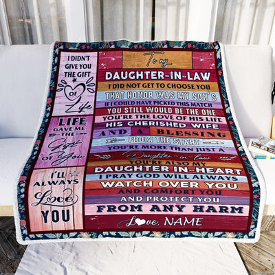 Personalized To My Daughter In Law Blanket From Mom Mother In Law You Are Daughter In My Heart Birthday Thanksgiving Christmas Customized Fleece Throw Blanket | siriusteestore