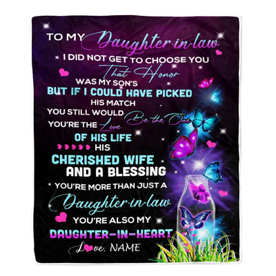 Personalized To My Daughter In Law Blanket From Mother In Law Butterfly Christmas Birthday Pregnant Wedding Day Anniversary Christmas Customized Fleece Blanket | siriusteestore
