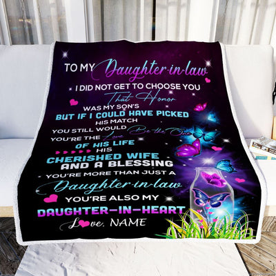 Personalized To My Daughter In Law Blanket From Mother In Law Butterfly Christmas Birthday Pregnant Wedding Day Anniversary Christmas Customized Fleece Blanket | siriusteestore
