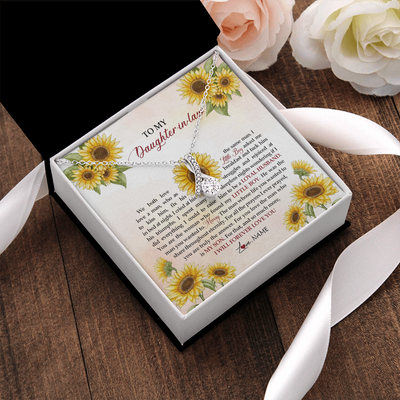 Alluring Beauty Necklace | Personalized To My Daughter In Law Necklace from Mother In Law I Will Forever Love You Daughter In Law Jewelry Birthday Wedding Day Customized Message Card | siriusteestore