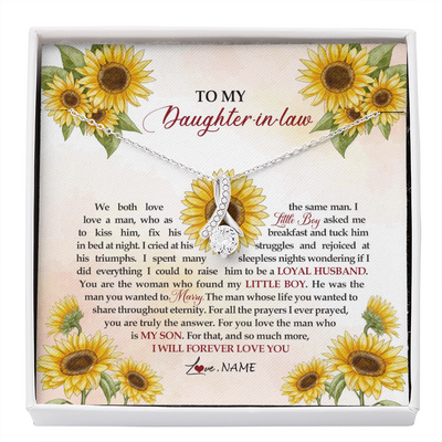 Alluring Beauty Necklace | Personalized To My Daughter In Law Necklace from Mother In Law I Will Forever Love You Daughter In Law Jewelry Birthday Wedding Day Customized Message Card | siriusteestore