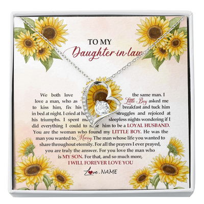 Forever Love Necklace | Personalized To My Daughter In Law Necklace from Mother In Law I Will Forever Love You Daughter In Law Jewelry Birthday Wedding Day Customized Message Card | siriusteestore