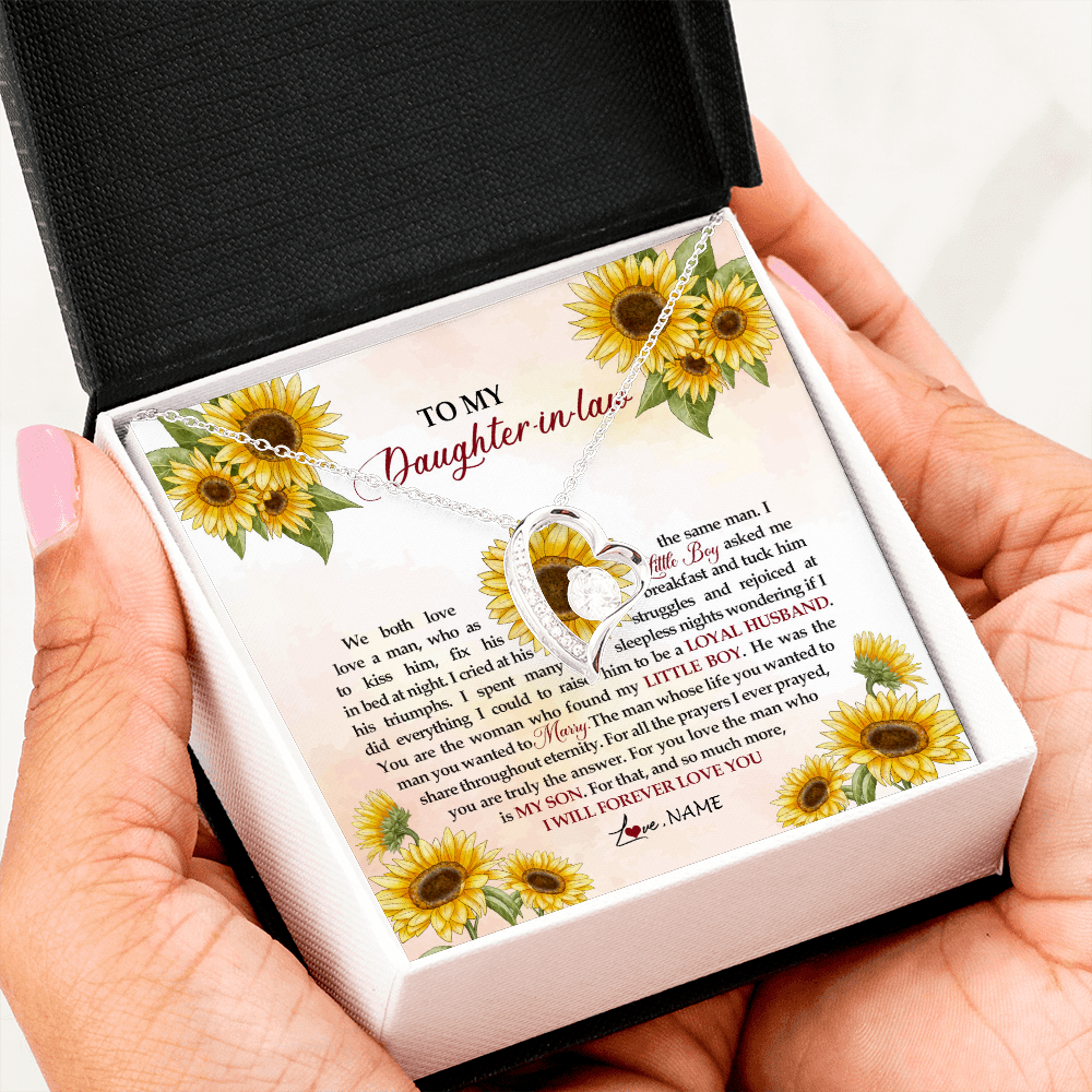 Forever Love Necklace | Personalized To My Daughter In Law Necklace from Mother In Law I Will Forever Love You Daughter In Law Jewelry Birthday Wedding Day Customized Message Card | siriusteestore
