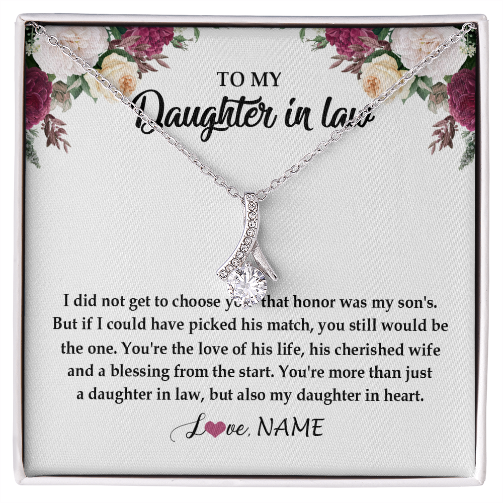 Alluring Beauty Necklace | Personalized To My Daughter In Law Necklace from Stepmom Stepmother You're More Than Just A Daughter In Law Birthday Jewelry Customized Gift Box Message Card | siriusteestore