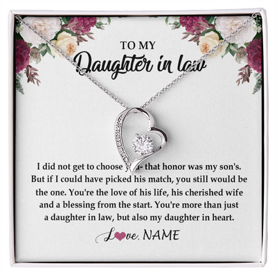 Forever Love Necklace | Personalized To My Daughter In Law Necklace from Stepmom Stepmother You're More Than Just A Daughter In Law Birthday Jewelry Customized Gift Box Message Card | siriusteestore