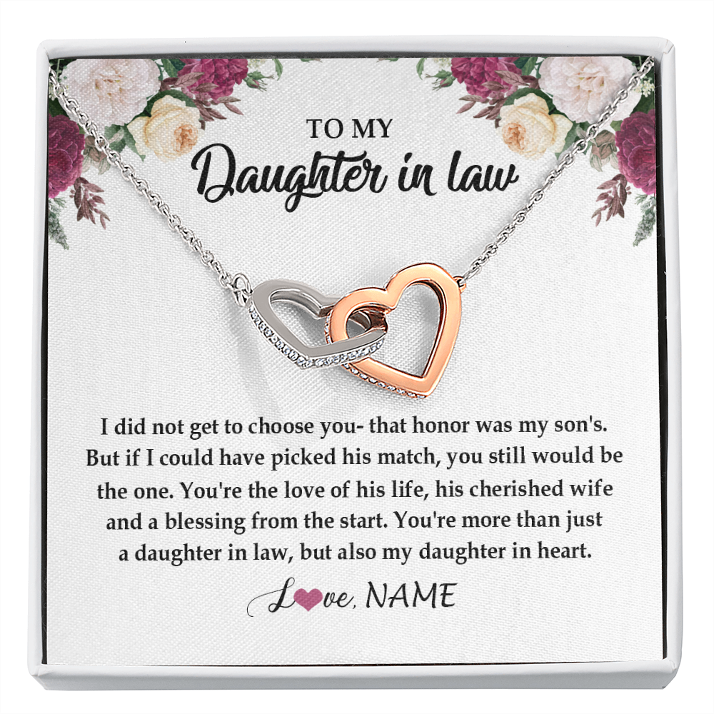 Interlocking Hearts Necklace | Personalized To My Daughter In Law Necklace from Stepmom Stepmother You're More Than Just A Daughter In Law Birthday Jewelry Customized Gift Box Message Card | siriusteestore