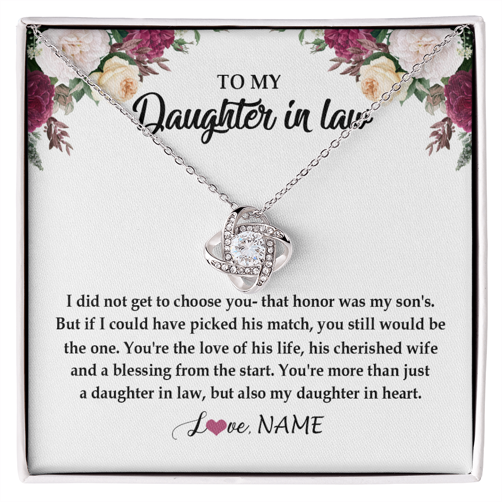Love Knot Necklace | Personalized To My Daughter In Law Necklace from Stepmom Stepmother You're More Than Just A Daughter In Law Birthday Jewelry Customized Gift Box Message Card | siriusteestore