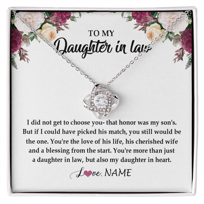 Love Knot Necklace | Personalized To My Daughter In Law Necklace from Stepmom Stepmother You're More Than Just A Daughter In Law Birthday Jewelry Customized Gift Box Message Card | siriusteestore