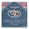 Interlocking Hearts Necklace | Personalized To My Daughter Necklace From Dad Mom Braver Stronger Smarter Loved Daughter Jewelry Birthday Graduation Christmas Customized Message Card | siriusteestore