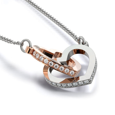 Interlocking Hearts Necklace | Personalized To My Daughter Necklace From Dad Mom Braver Stronger Smarter Loved Daughter Jewelry Birthday Graduation Christmas Customized Message Card | siriusteestore