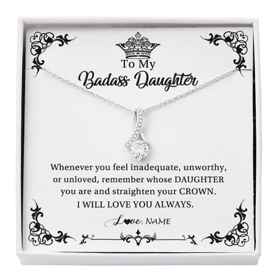 Alluring Beauty Necklace | Personalized To My Daughter Necklace From Dad Mom I Will Love You Always Daughter Jewelry Birthday Graduation Christmas Customized Message Card | siriusteestore