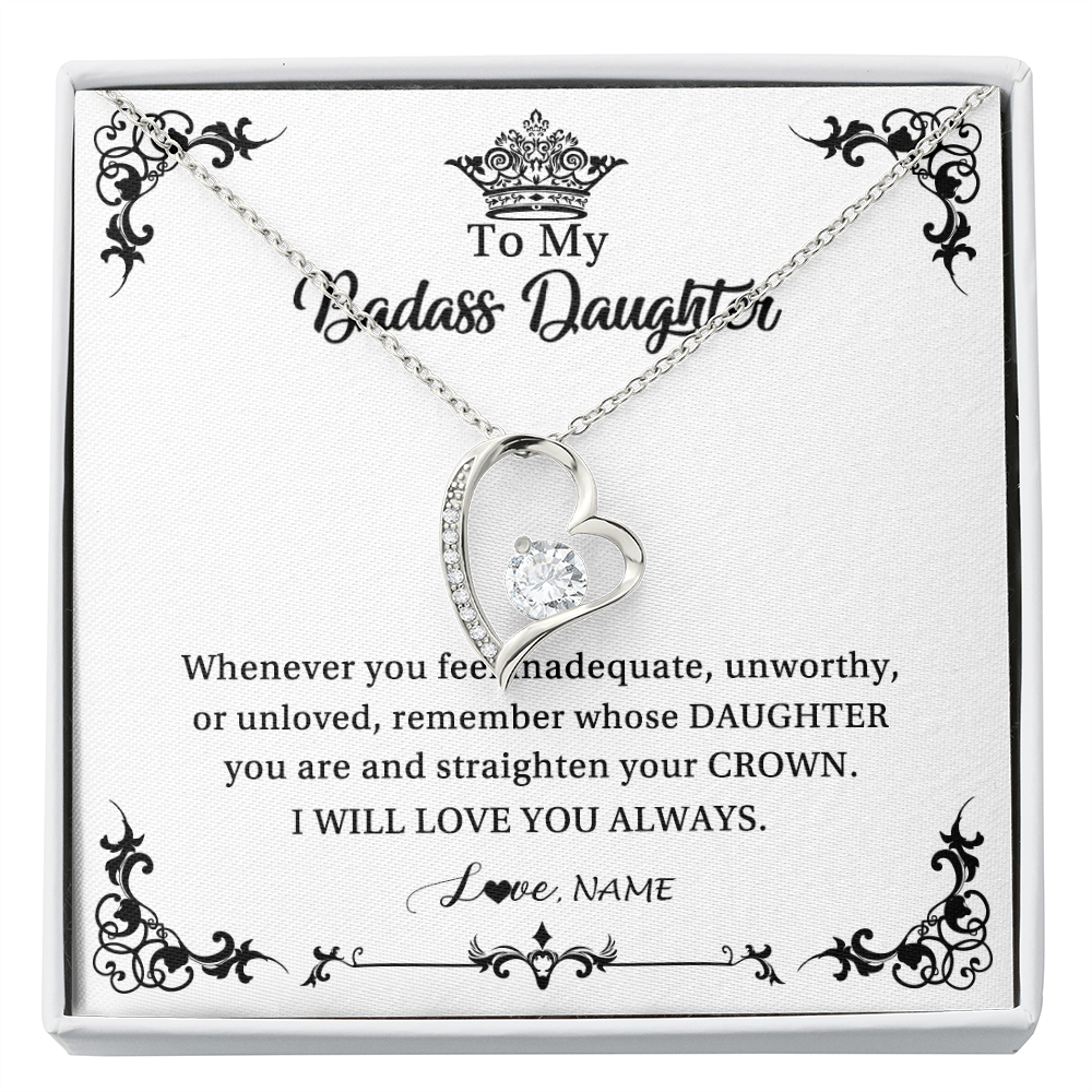 Forever Love Necklace | Personalized To My Daughter Necklace From Dad Mom I Will Love You Always Daughter Jewelry Birthday Graduation Christmas Customized Message Card | siriusteestore