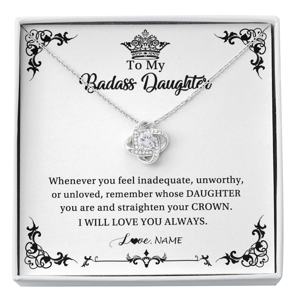 Love Knot Necklace | Personalized To My Daughter Necklace From Dad Mom I Will Love You Always Daughter Jewelry Birthday Graduation Christmas Customized Message Card | siriusteestore