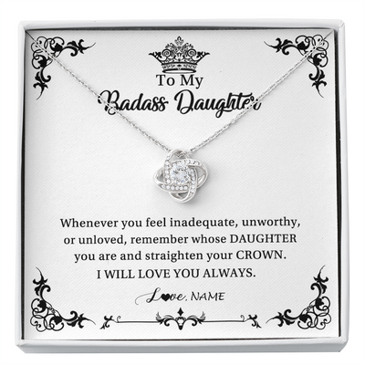 Love Knot Necklace | Personalized To My Daughter Necklace From Dad Mom I Will Love You Always Daughter Jewelry Birthday Graduation Christmas Customized Message Card | siriusteestore