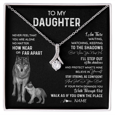Alluring Beauty Necklace | Personalized To My Daughter Necklace From Dad Mom Mother Never Feel You Are Alone Wolf Daughter Birthday Graduation Christmas Customized Gift Box Message Card | siriusteestore