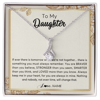 Alluring Beauty Necklace | Personalized To My Daughter Necklace From Mom Dad Braver Stronger Smarter Loved Daughter Jewelry Birthday Christmas Customized Gift Box Message Card | siriusteestore