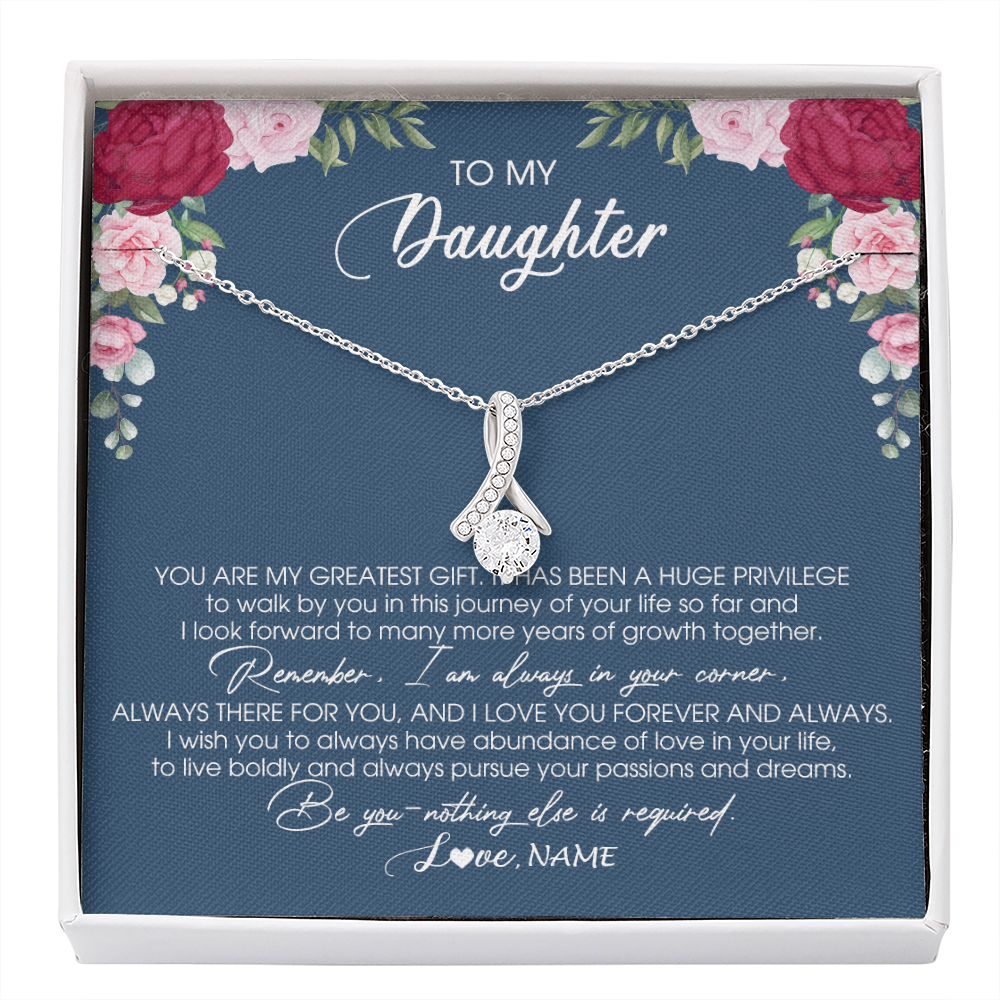 Alluring Beauty Necklace | Personalized To My Daughter Necklace From Mom Dad Father You Are My Greatest Gift Daughter Birthday Christmas Customized Jewelry Gift Box Message Card | siriusteestore