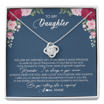 Love Knot Necklace | Personalized To My Daughter Necklace From Mom Dad Father You Are My Greatest Gift Daughter Birthday Christmas Customized Jewelry Gift Box Message Card | siriusteestore