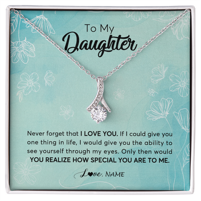 Alluring Beauty Necklace | Personalized To My Daughter Necklace From Mom Dad Flower Never Forget I Love You Daughter Graduation Birthday Christmas Customized Gift Box Message Card | siriusteestore