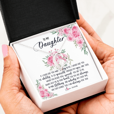Forever Love Necklace | Personalized To My Daughter Necklace From Mom Dad I Will Always Love You Daughter Birthday Christmas Jewelry Pendant Customized Gift Box Message Card | siriusteestore