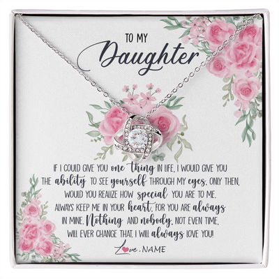 Love Knot Necklace | Personalized To My Daughter Necklace From Mom Dad I Will Always Love You Daughter Birthday Christmas Jewelry Pendant Customized Gift Box Message Card | siriusteestore