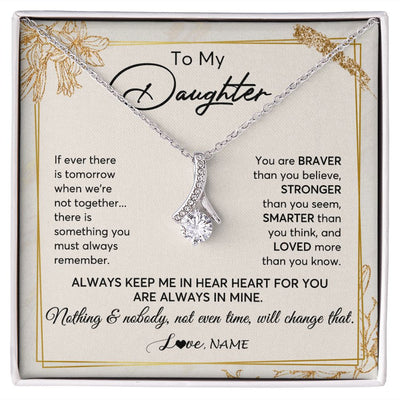 Alluring Beauty Necklace | Personalized To My Daughter Necklace From Mom Dad Mother Always Keep Me In Your Heart Daughter Birthday Graduation Christmas Customized Gift Box Message Card | siriusteestore
