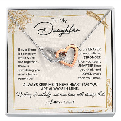 Interlocking Hearts Necklace | Personalized To My Daughter Necklace From Mom Dad Mother Always Keep Me In Your Heart Daughter Birthday Graduation Christmas Customized Gift Box Message Card | siriusteestore