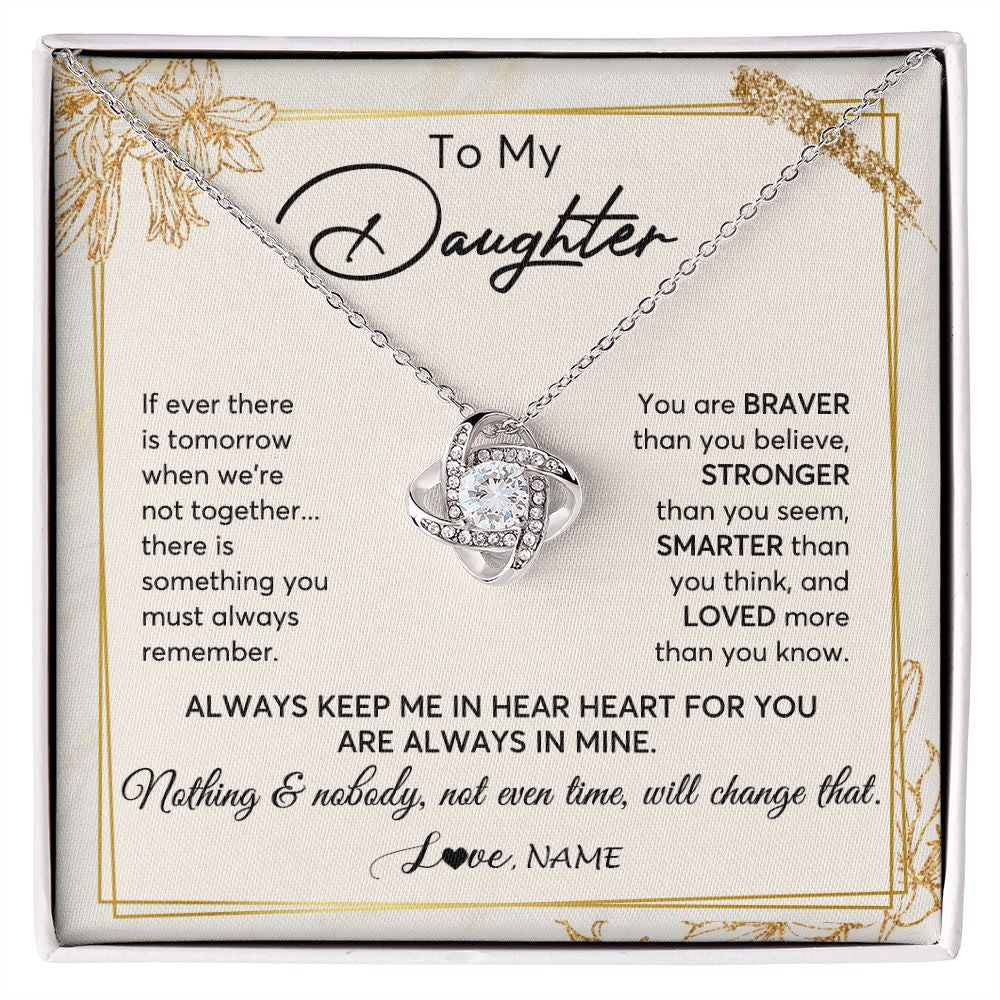 Love Knot Necklace | Personalized To My Daughter Necklace From Mom Dad Mother Always Keep Me In Your Heart Daughter Birthday Graduation Christmas Customized Gift Box Message Card | siriusteestore