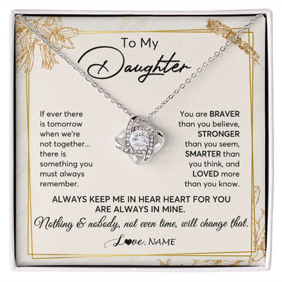 Love Knot Necklace | Personalized To My Daughter Necklace From Mom Dad Mother Always Keep Me In Your Heart Daughter Birthday Graduation Christmas Customized Gift Box Message Card | siriusteestore