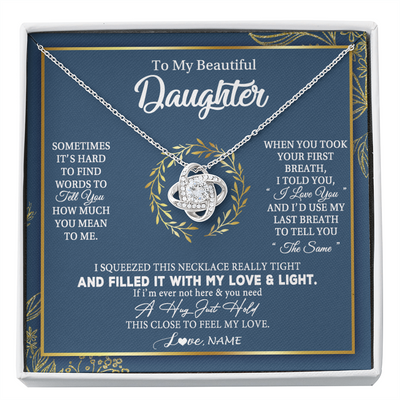 Love Knot Necklace | Personalized To My Daughter Necklace From Mom Dad Mother How Much You Mean To Me Gift For Daughter Birthday Graduation Christmas Customized Message Card | siriusteestore