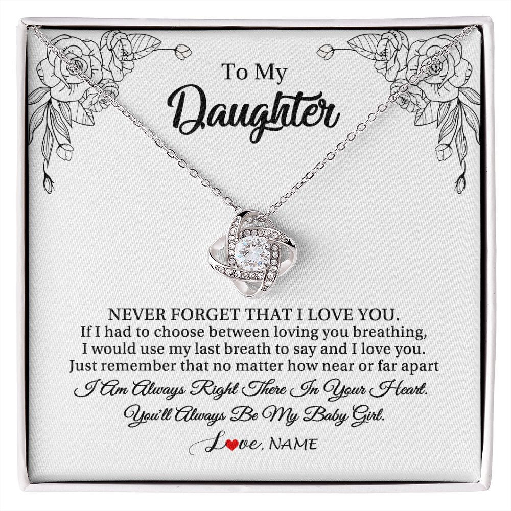 Love Knot Necklace | Personalized To My Daughter Necklace From Mom Dad Mother Never Forget That I Love You Daughter Birthday Graduation Christmas Customized Gift Box Message Card | siriusteestore