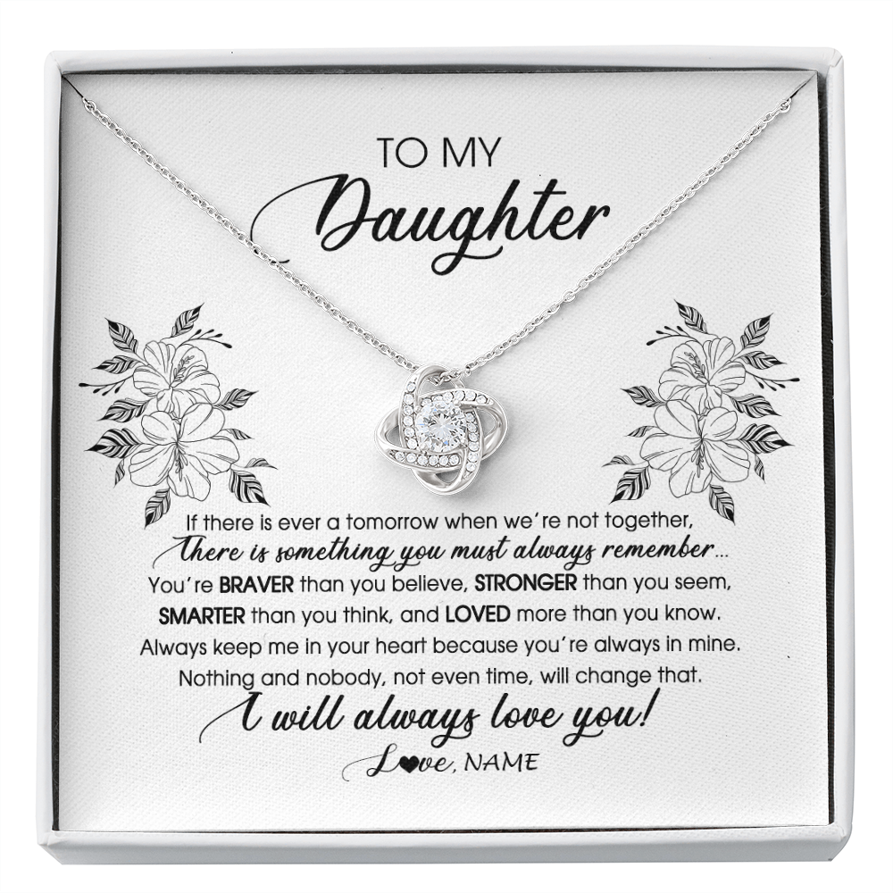 Love Knot Necklace | Personalized To My Daughter Necklace From Mom Dad Mother Not Even Time Floral Daughter Birthday Graduation Christmas Customized Message Card | siriusteestore