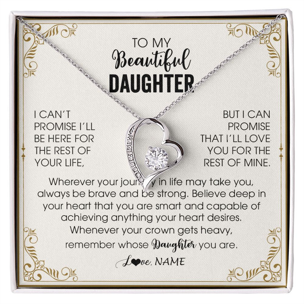 Forever Love Necklace | Personalized To My Daughter Necklace From Mom Dad Mother Wherever Your Journey in Life Daughter Birthday Christmas Graduation Customized Gift Box Message Card | siriusteestore