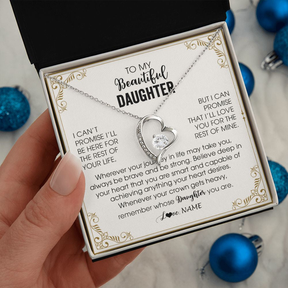 Forever Love Necklace | Personalized To My Daughter Necklace From Mom Dad Mother Wherever Your Journey in Life Daughter Birthday Christmas Graduation Customized Gift Box Message Card | siriusteestore