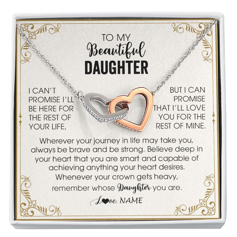 Interlocking Hearts Necklace | Personalized To My Daughter Necklace From Mom Dad Mother Wherever Your Journey in Life Daughter Birthday Christmas Graduation Customized Gift Box Message Card | siriusteestore
