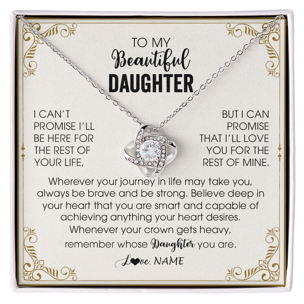 Love Knot Necklace | Personalized To My Daughter Necklace From Mom Dad Mother Wherever Your Journey in Life Daughter Birthday Christmas Graduation Customized Gift Box Message Card | siriusteestore