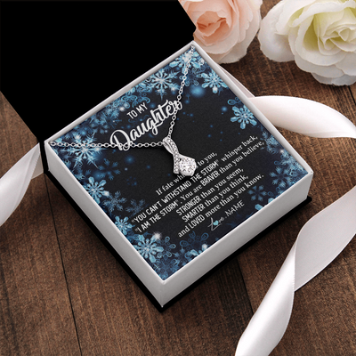Alluring Beauty Necklace | Personalized To My Daughter Necklace From Mom Dad Mother Whisper Back I Am The Storm Daughter Jewelry Birthday Graduation Christmas Customized Message Card | siriusteestore