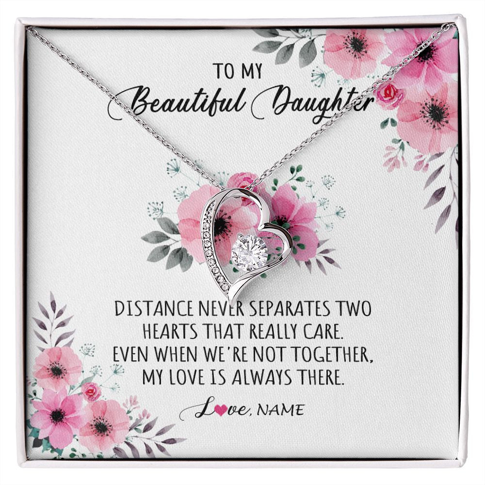 Forever Love Necklace | Personalized To My Daughter Necklace From Mom Dad My Love Is Always There Daughter Birthday Graduation Christmas Customized Gift Box Message Card | siriusteestore