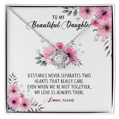 Love Knot Necklace | Personalized To My Daughter Necklace From Mom Dad My Love Is Always There Daughter Birthday Graduation Christmas Customized Gift Box Message Card | siriusteestore