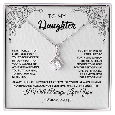 Alluring Beauty Necklace | Personalized To My Daughter Necklace From Mom Dad Never Forget That I Love You Daughter Birthday Christmas Jewelry Pendant Customized Gift Box Message Card | siriusteestore